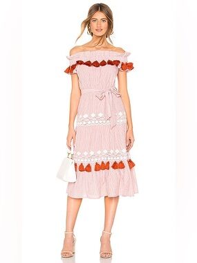 Tularosa Pink Stripe Dress with Rust Tassels